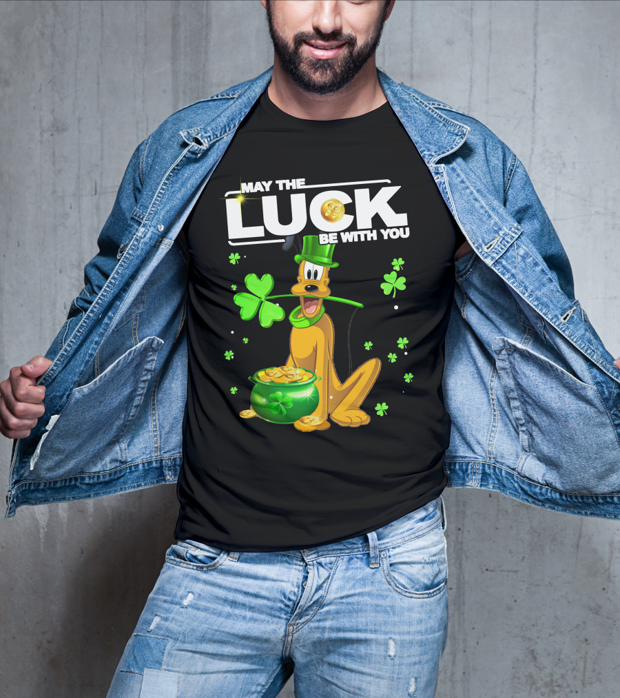 May The Luck Be With You Pluto St. Patrick's Day Coins And Shamrocks T-Shirt