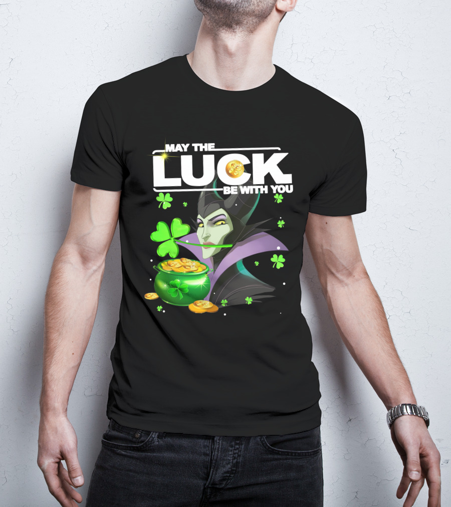 MAY THE LUCK BE WITH YOU Maleficent Shamrock Coins T-Shirt