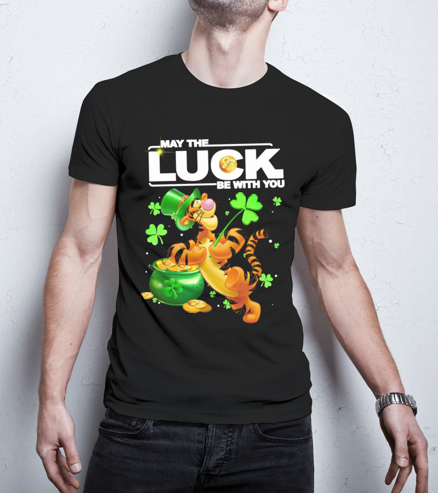 May The Luck Be With You Tigger With Pot Of Gold And Shamrocks T-Shirt
