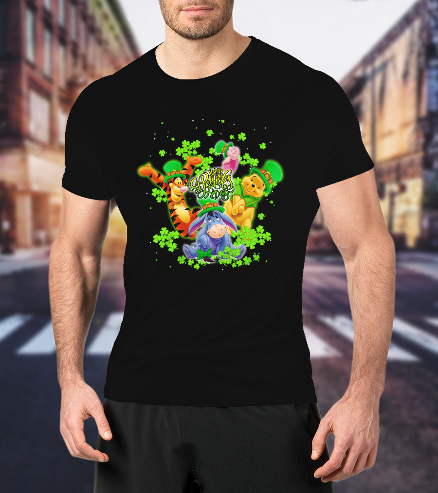 Happy St. Patrick's Day Winnie The Pooh Tigger Eeyore Piglet T-Shirt
