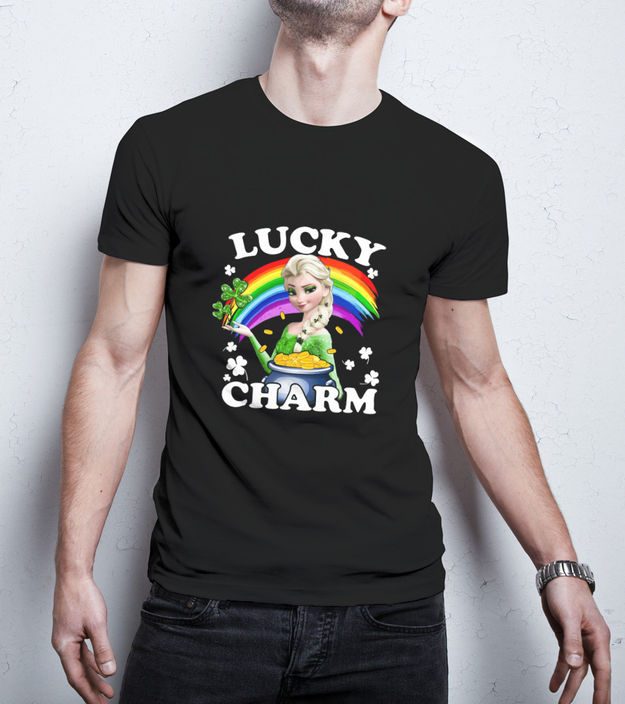 Elsa Lucky Charm Rainbow Pot Of Gold Clover T-Shirt
