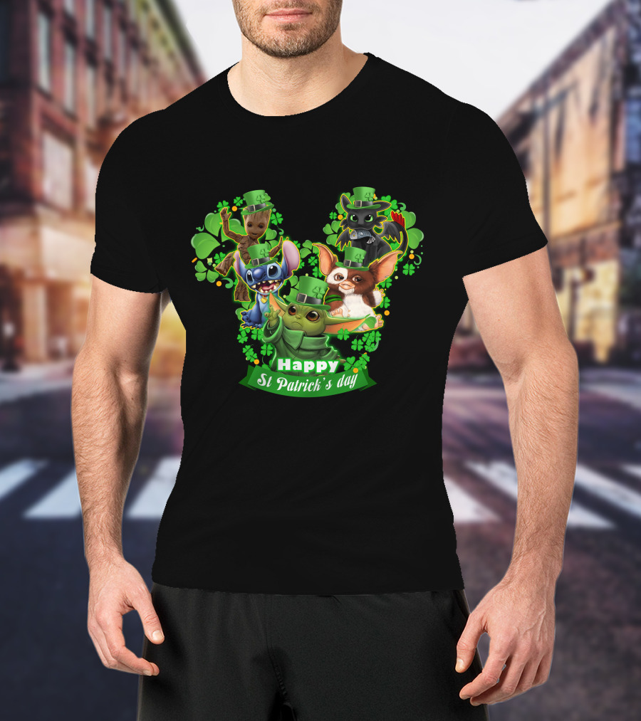 Happy St Patrick's Day Baby Yoda And Friends T-Shirt