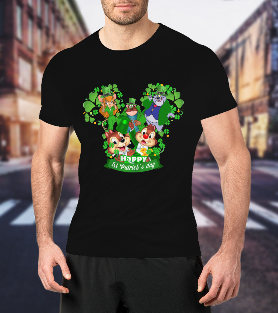 Happy St Patrick's Day Chip And Dale Character T-Shirt