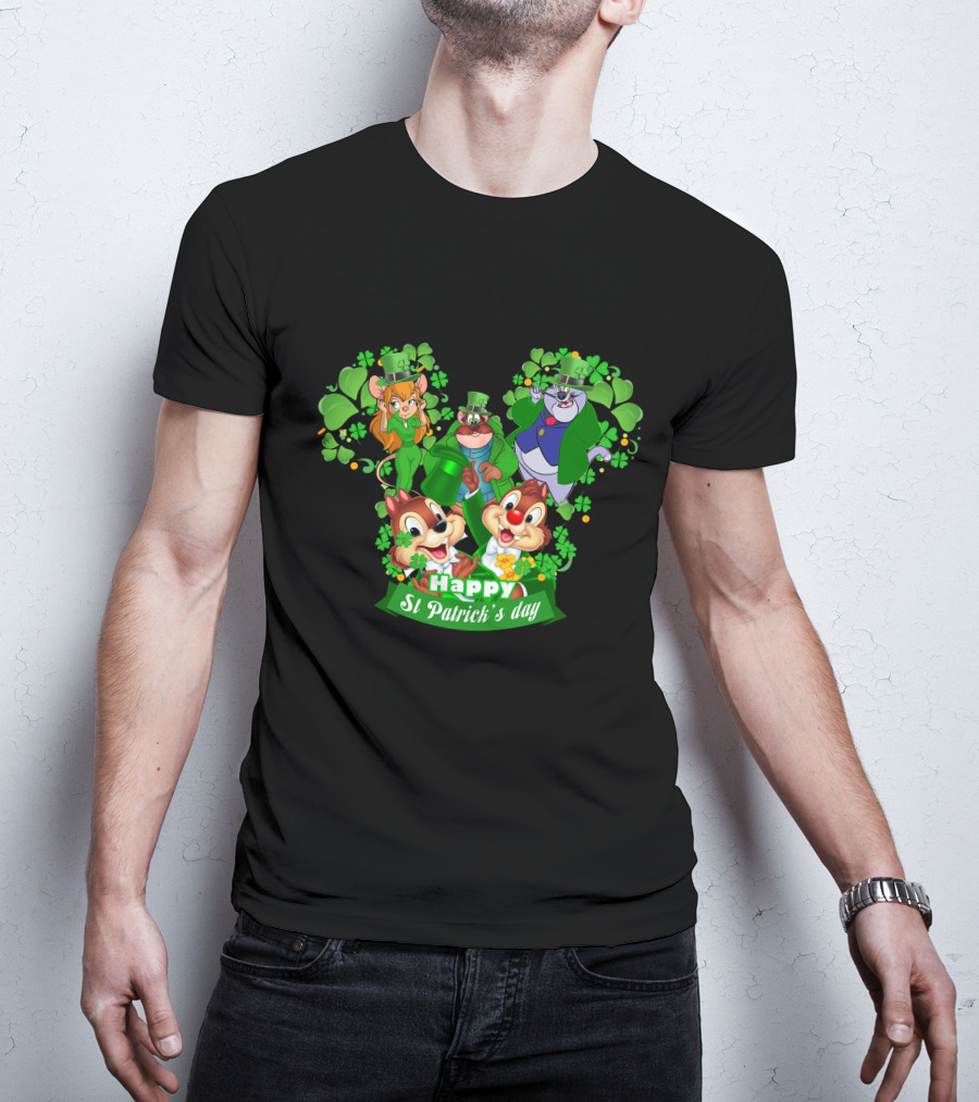 Happy St Patrick's Day Chip And Dale Character T-Shirt