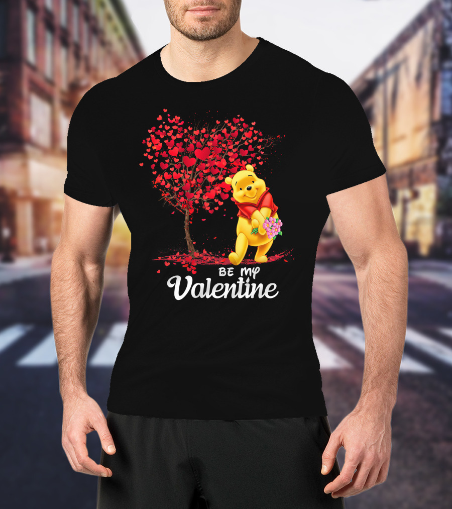 Be My Valentine Pooh Hearts And Flowers T-Shirt