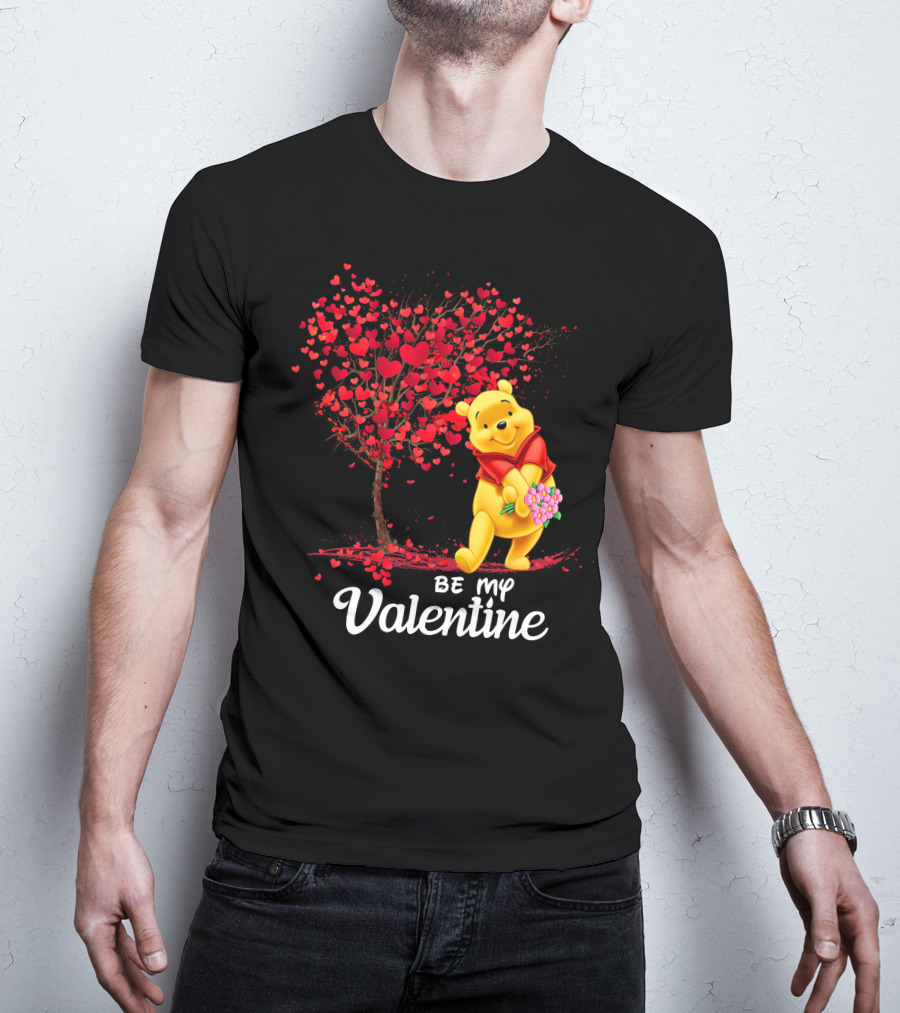 Be My Valentine Pooh Hearts And Flowers T-Shirt