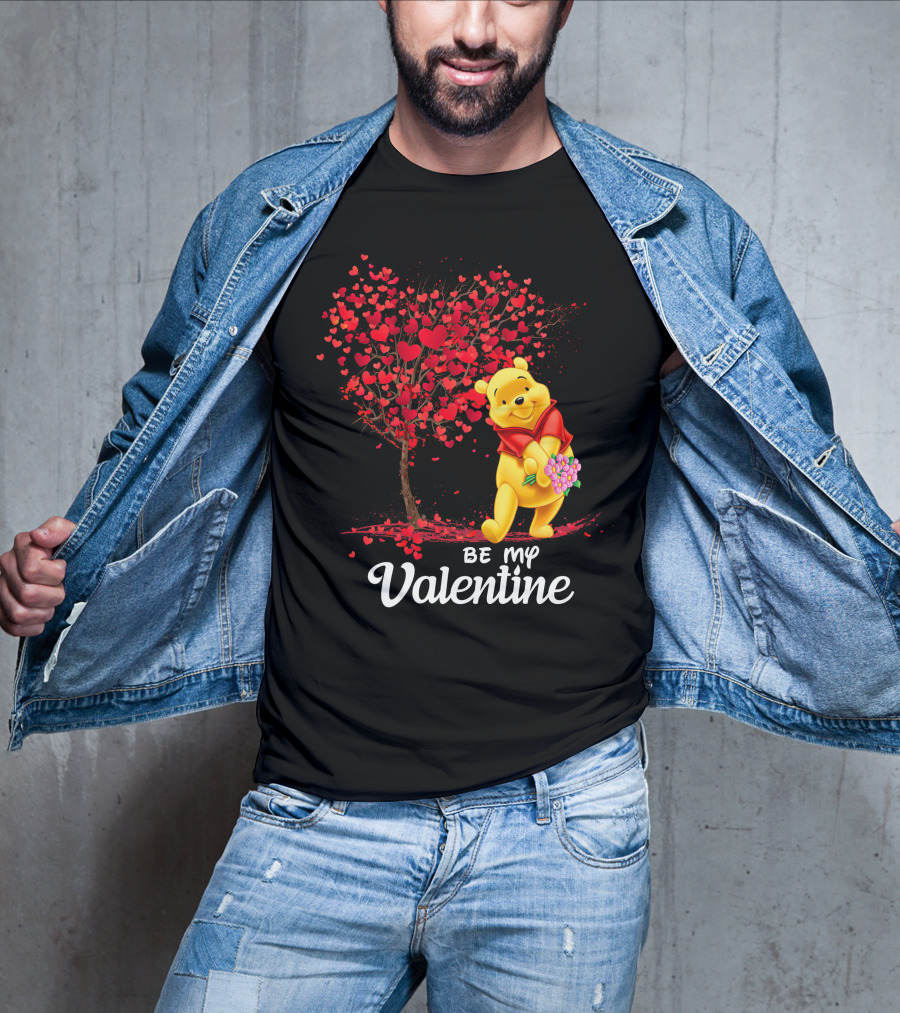 Be My Valentine Pooh Hearts And Flowers T-Shirt