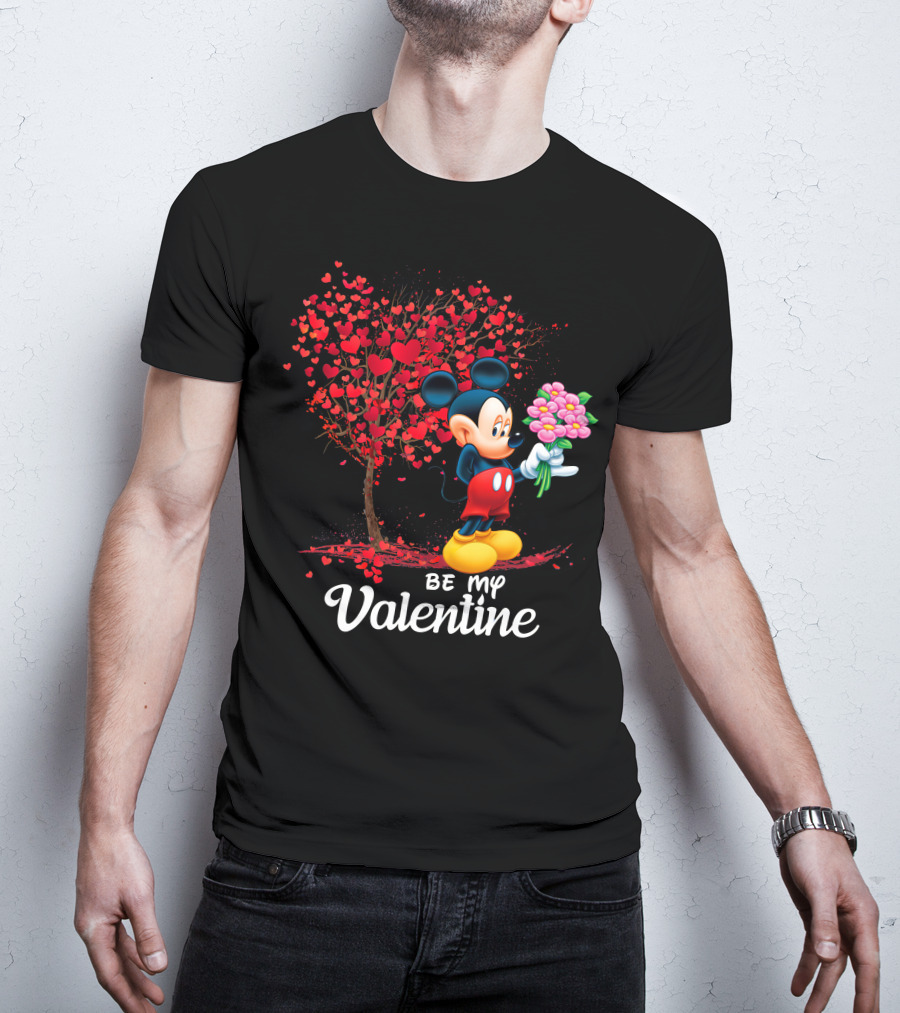 Mickey Be My Valentine Bouquet With Heart Tree T-Shirt
