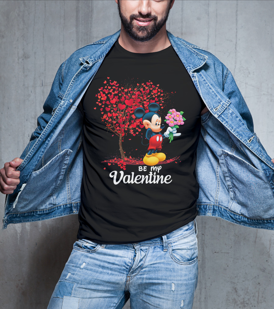 Mickey Be My Valentine Bouquet With Heart Tree T-Shirt
