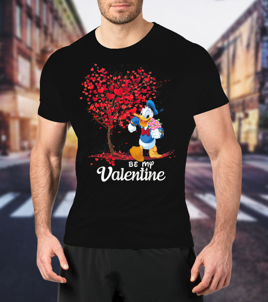 Donald Duck Be My Valentine Hearts Tree T-Shirt