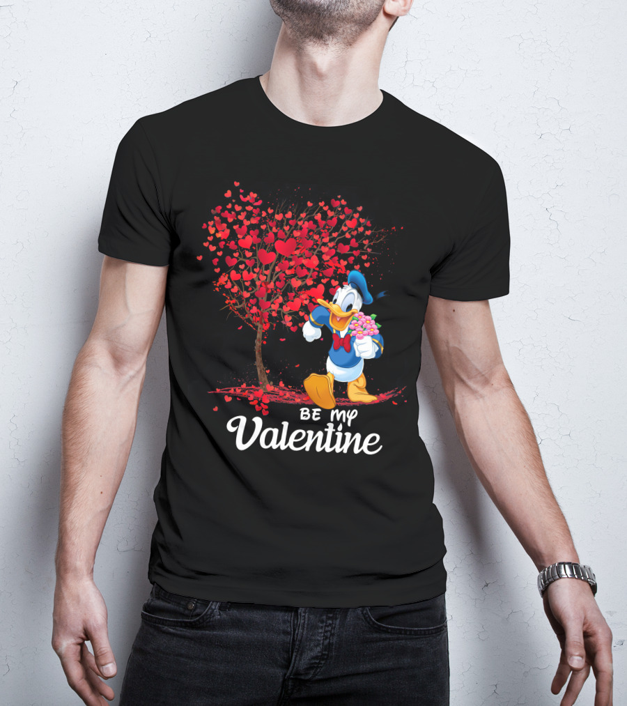 Donald Duck Be My Valentine Hearts Tree T-Shirt
