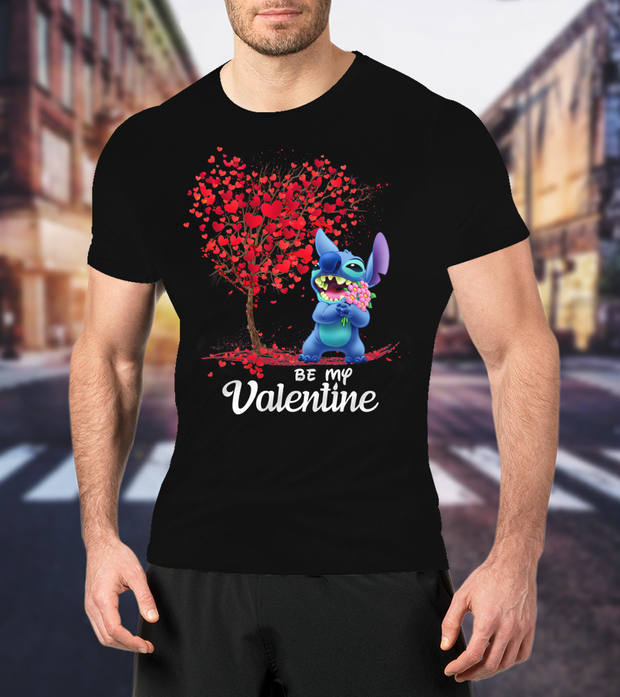 Be My Valentine Stitch Heart Tree T-Shirt