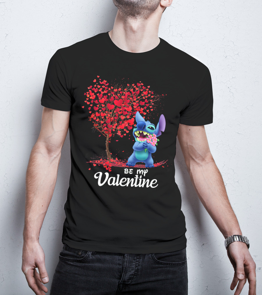 Be My Valentine Stitch Heart Tree T-Shirt