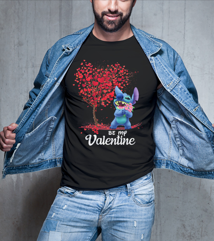 Be My Valentine Stitch Heart Tree T-Shirt