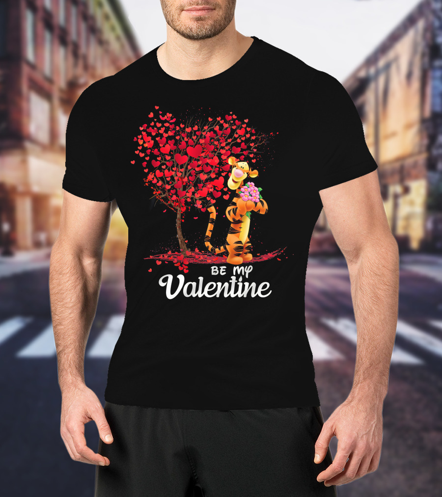 Be My Valentine Tiger Hearts Bouquet T-Shirt
