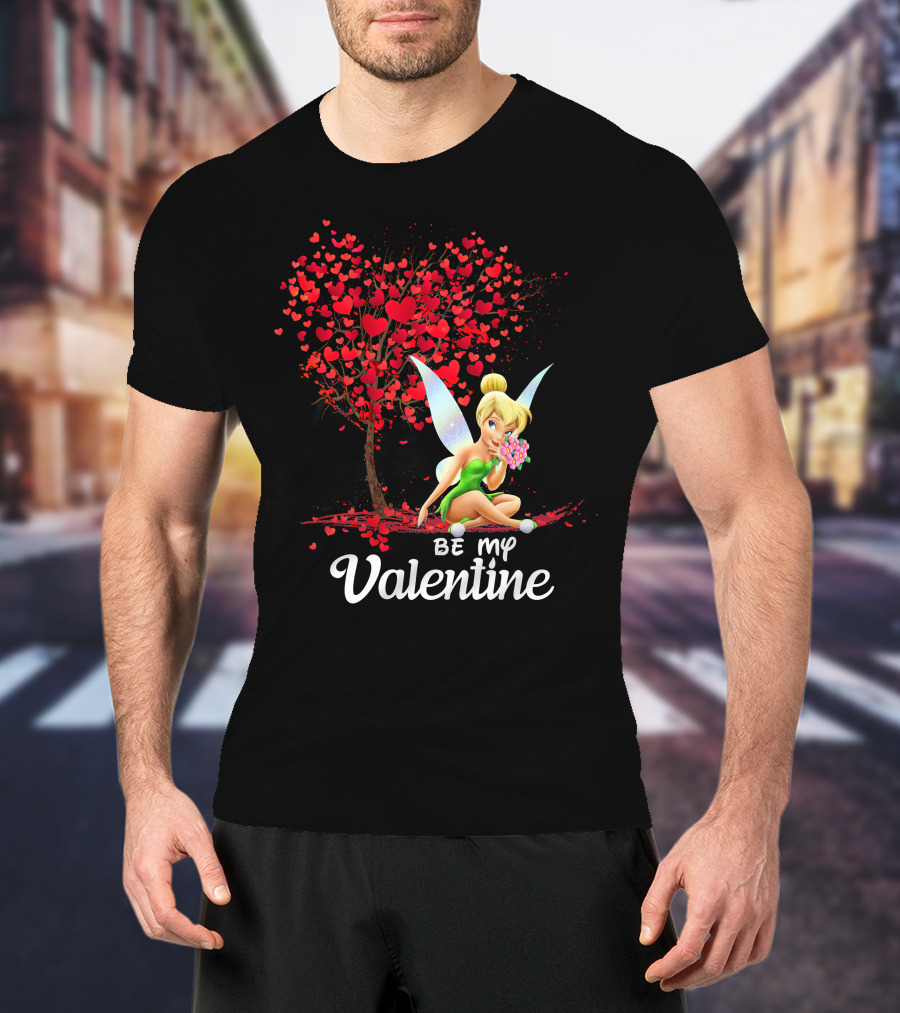 Be My Valentine Tinkerbell Hearts Tree T-Shirt