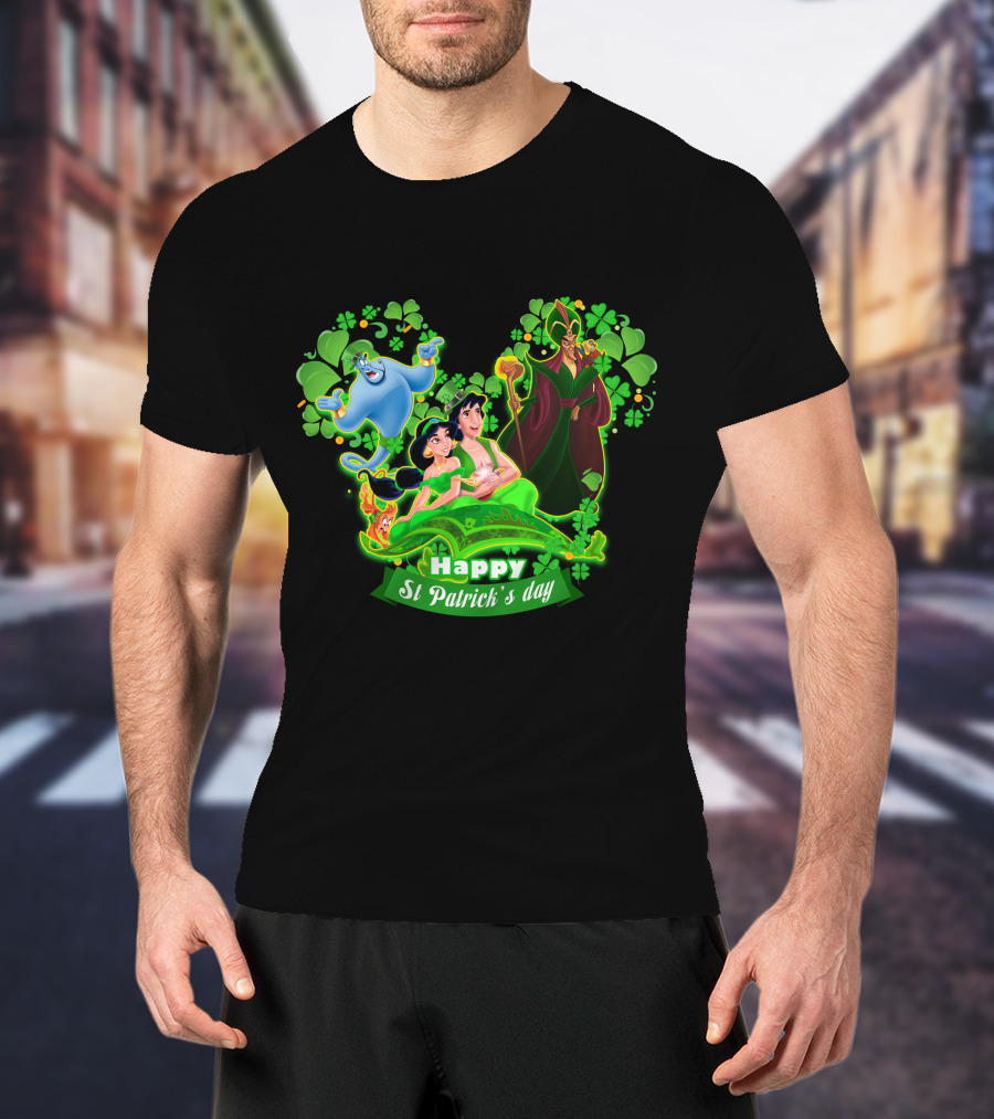 Happy St Patrick's Day Aladdin Jasmine Genie Jafar T-Shirt