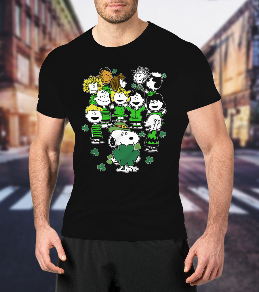 Snoopy And Friends Celebrating St. Patrick's Day With Shamrocks T-Shirt