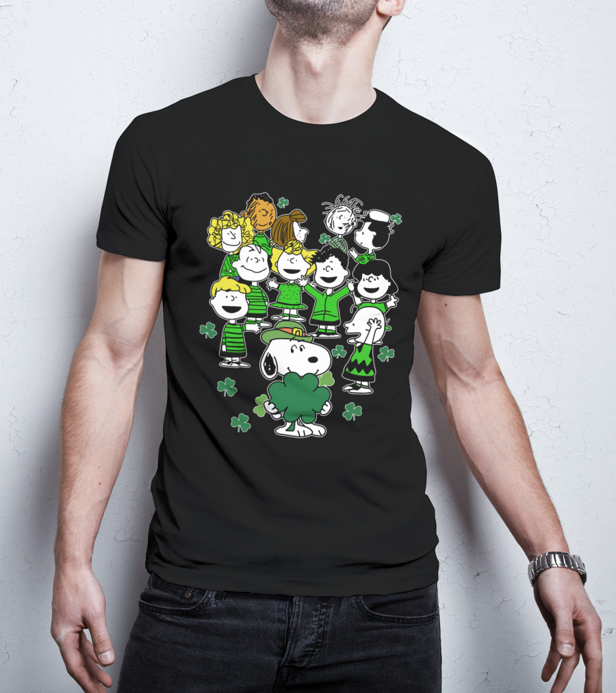 Snoopy And Friends Celebrating St. Patrick's Day With Shamrocks T-Shirt
