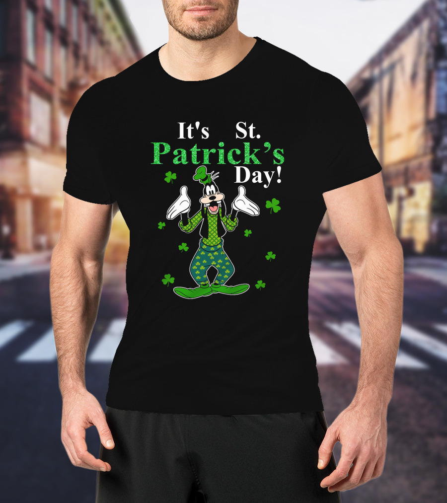 Goofy It's St Patrick's Day With Shamrocks And Bowtie Fun T-Shirt