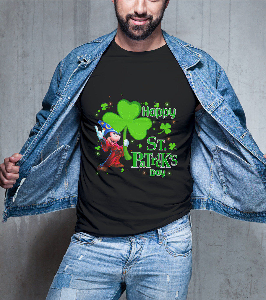 Sorcerer Mickey Happy St. Patrick's Day Shamrock T-Shirt