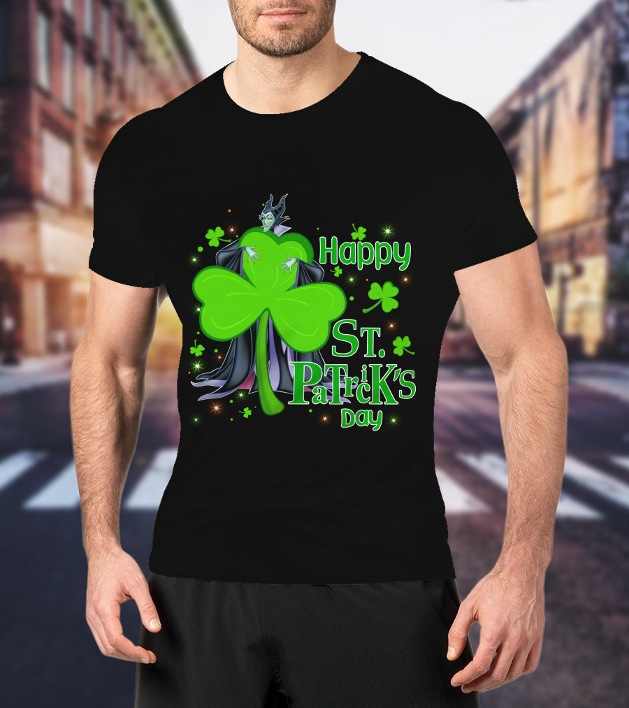 Happy St. Patrick's Day Maleficent Cloaked In Shamrock T-Shirt