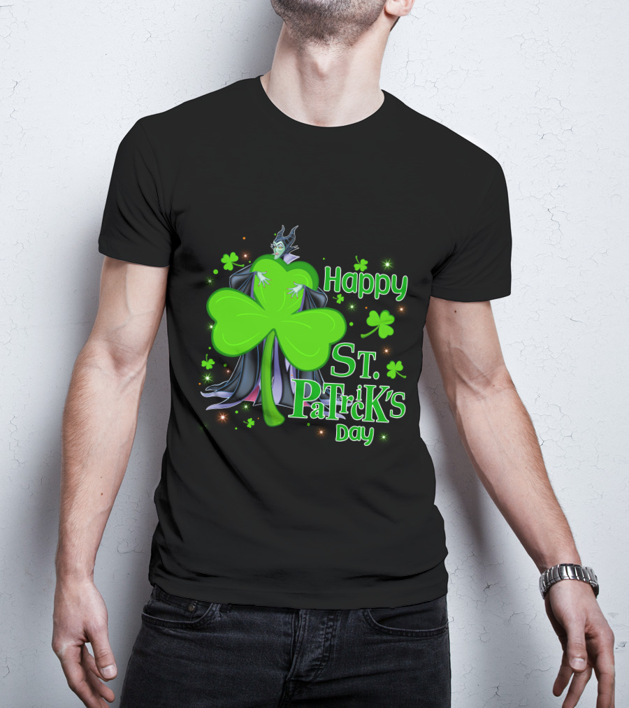 Happy St. Patrick's Day Maleficent Cloaked In Shamrock T-Shirt