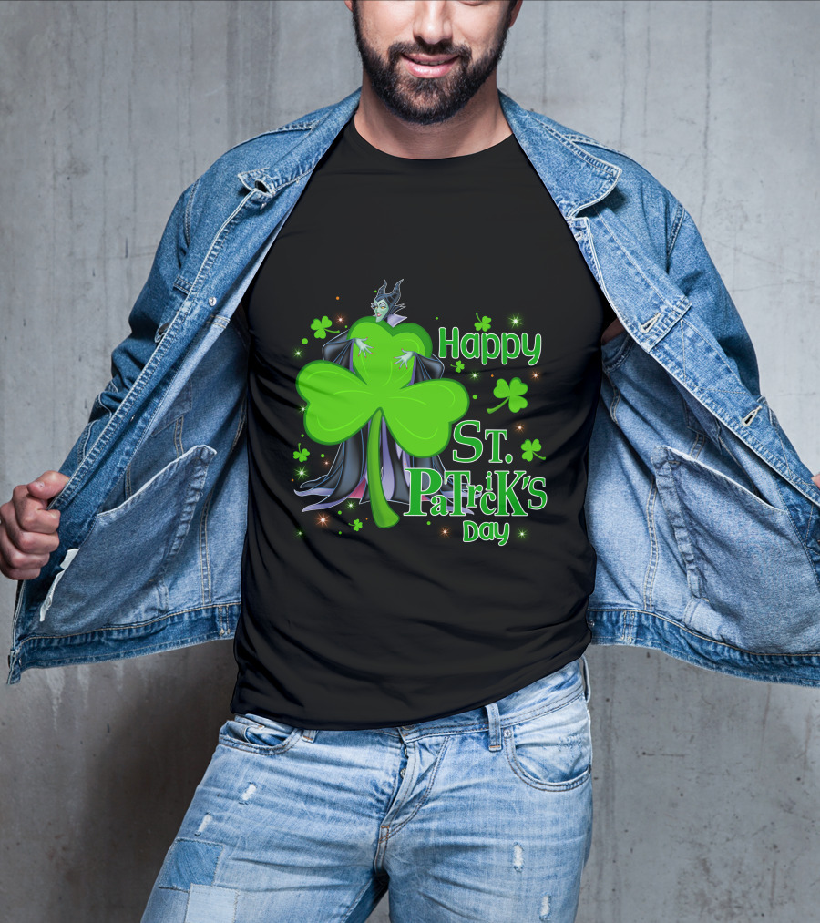 Happy St. Patrick's Day Maleficent Cloaked In Shamrock T-Shirt