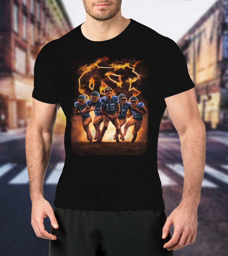 North Carolina Tar Heels Fiery NC Football Players T-Shirt