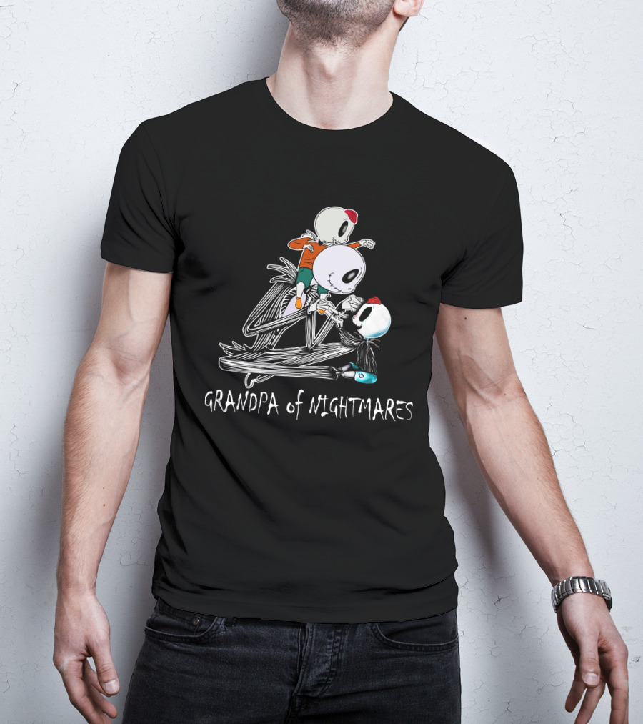 Grandpa Of Nightmares With Twin Boys Skeleton Family T-Shirt
