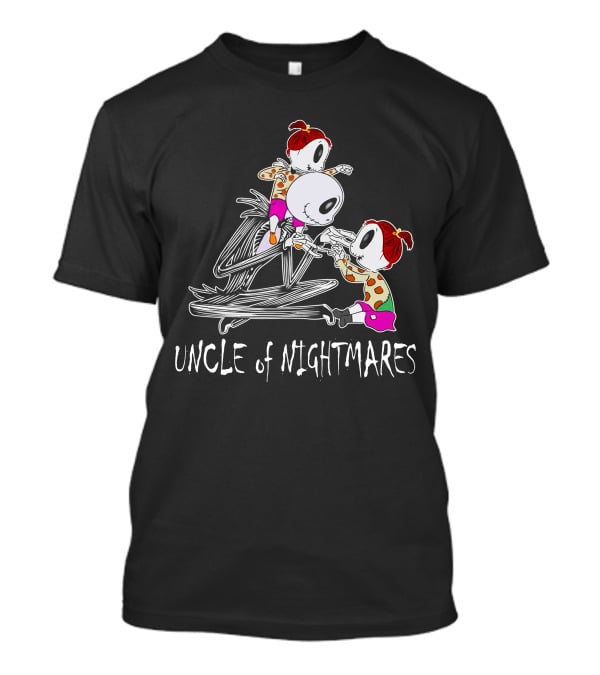 Uncle Of Nightmares With Two Girls In Spooky T-Shirt