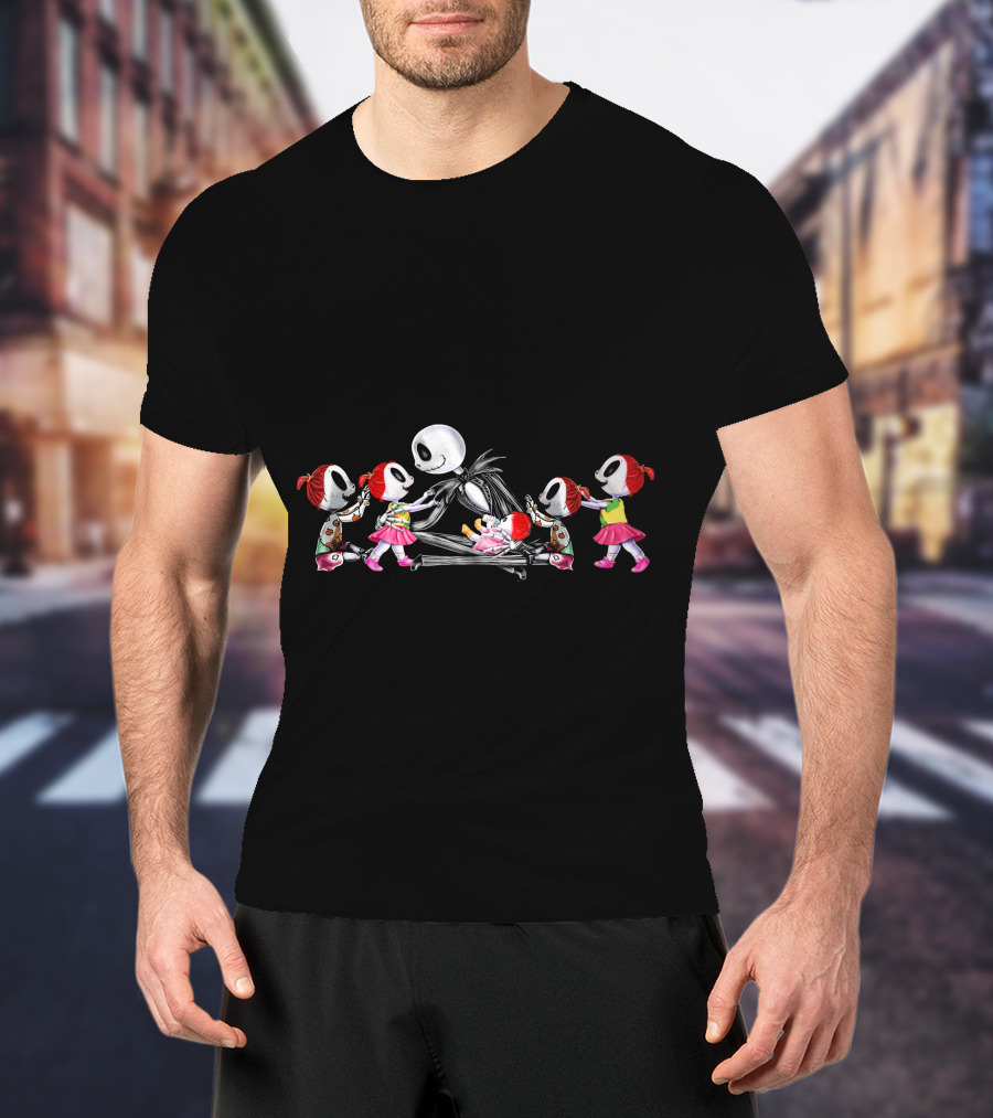 Jack Skellington And Five Chibi Girls T-Shirt