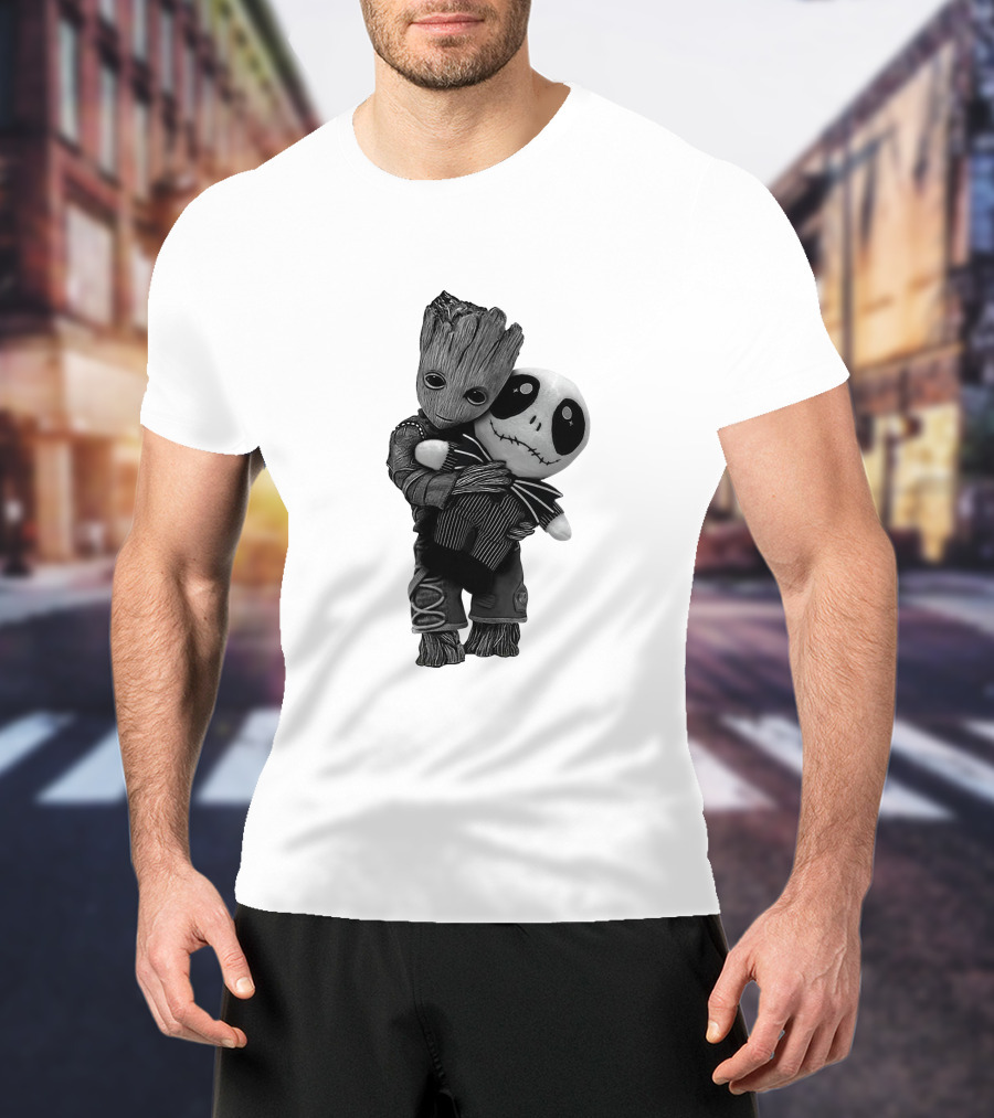 Hello My Old Friend Groot And Jack Skellington Hug T-Shirt