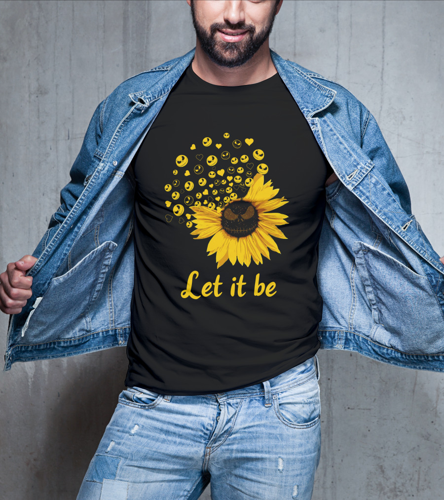 Let It Be Sunflower With Smiling Faces And Hearts T-Shirt