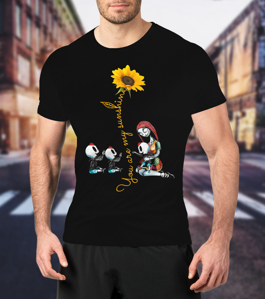 3 Boys You Are My Sunshine Sunflower With Characters In Love Hug T-Shirt