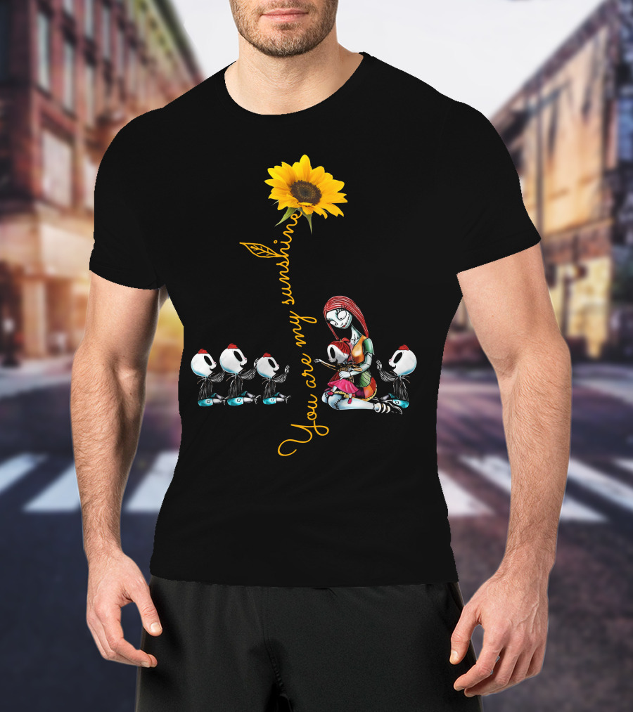 4 Boys 1 Girl You Are My Sunshine Sunflower With Skeleton Family T-Shirt
