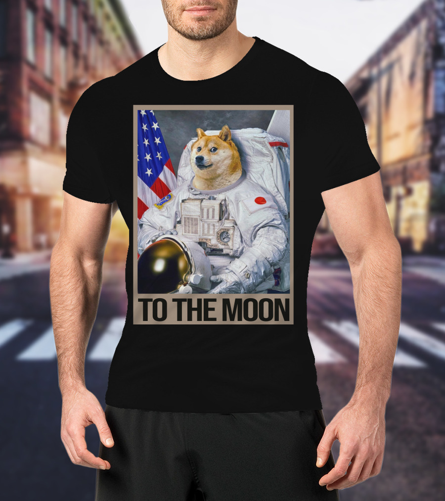 Shibainu Dogecoin Astronaut To The Moon T-Shirt