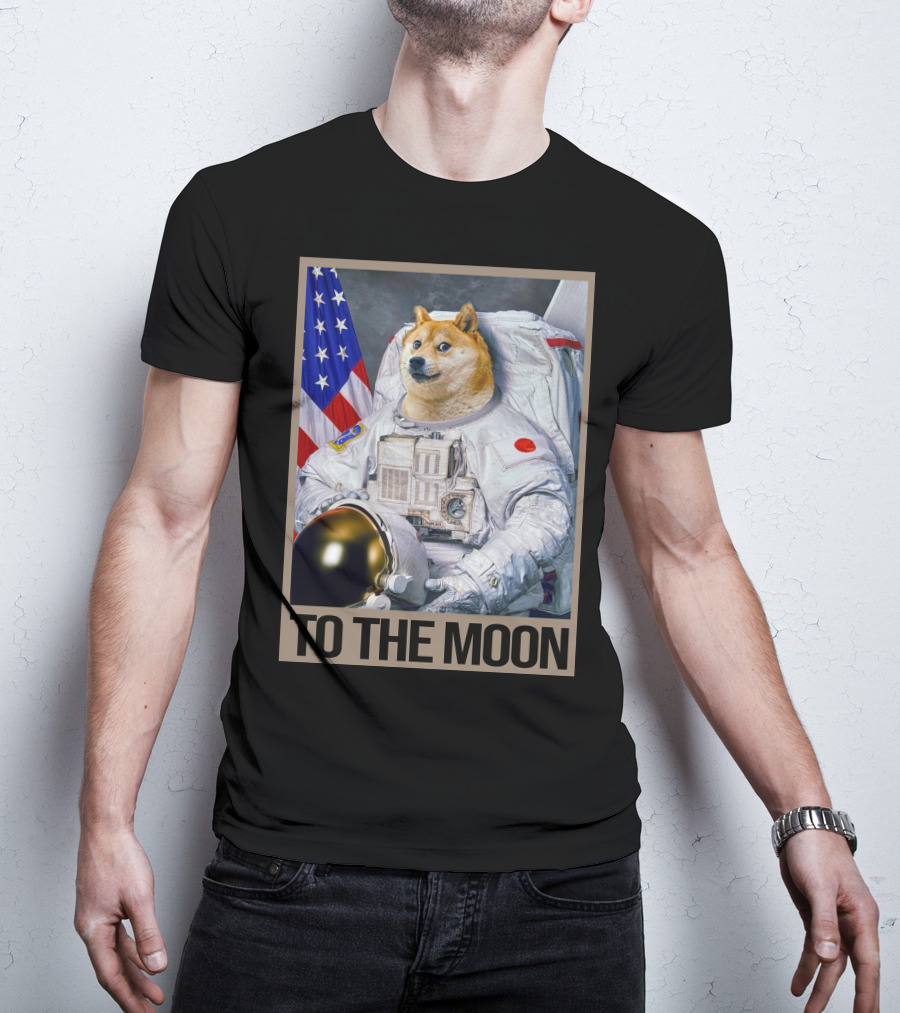 Shibainu Dogecoin Astronaut To The Moon T-Shirt