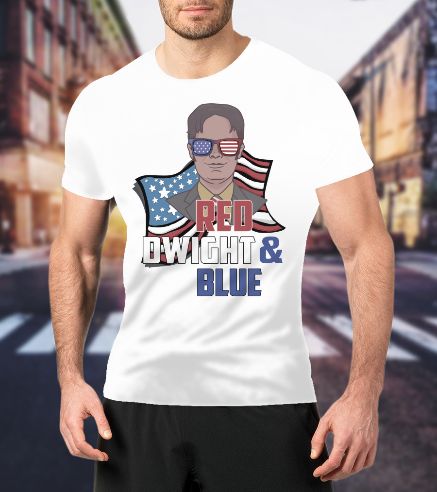 Dwight Red White And Blue Glasses American Flag T-Shirt
