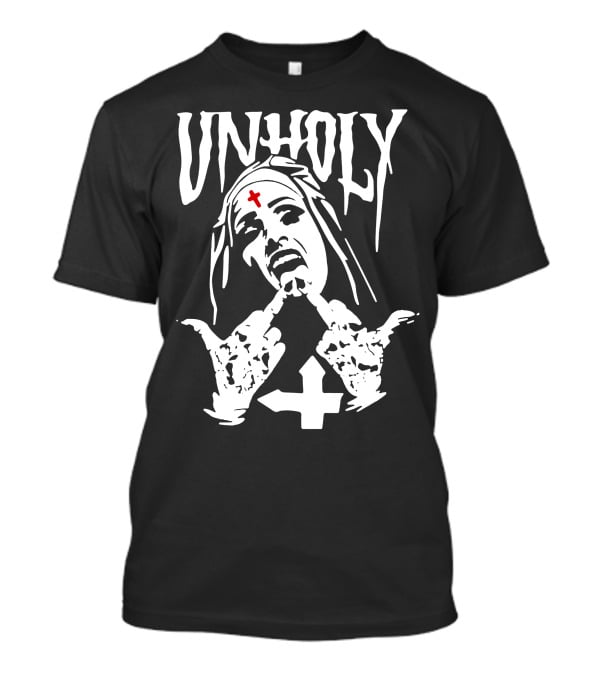 UNHOLY Inverted Cross Nun Middle Finger T-Shirt