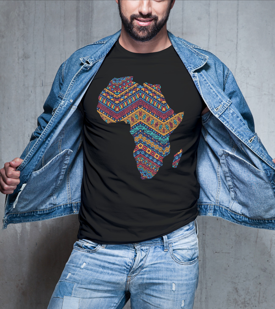 Africa Flag Kente Cloth Black Pride African American Map T-Shirt