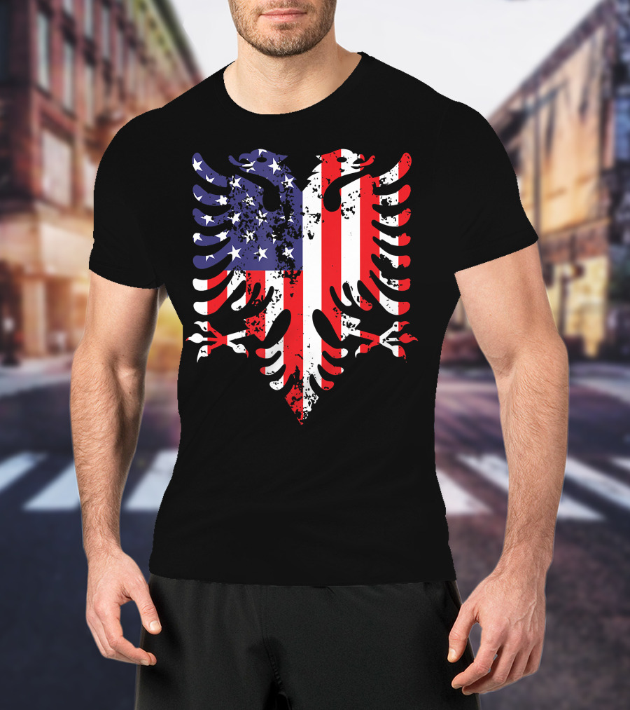 Albanian Eagle American Flag USA Albania Iconic T-Shirt