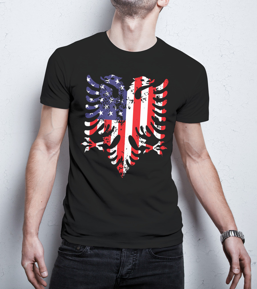 Albanian Eagle American Flag USA Albania Iconic T-Shirt