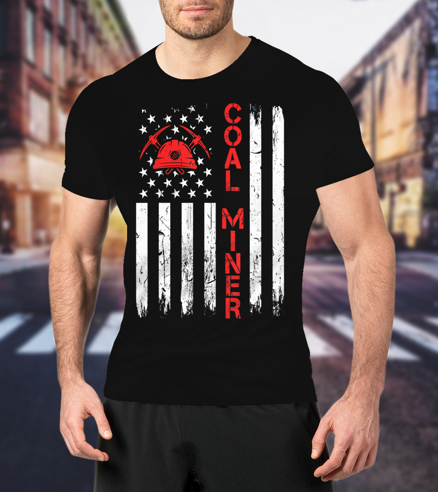 Coal Miner American USA Flag Tough Worker T-Shirt