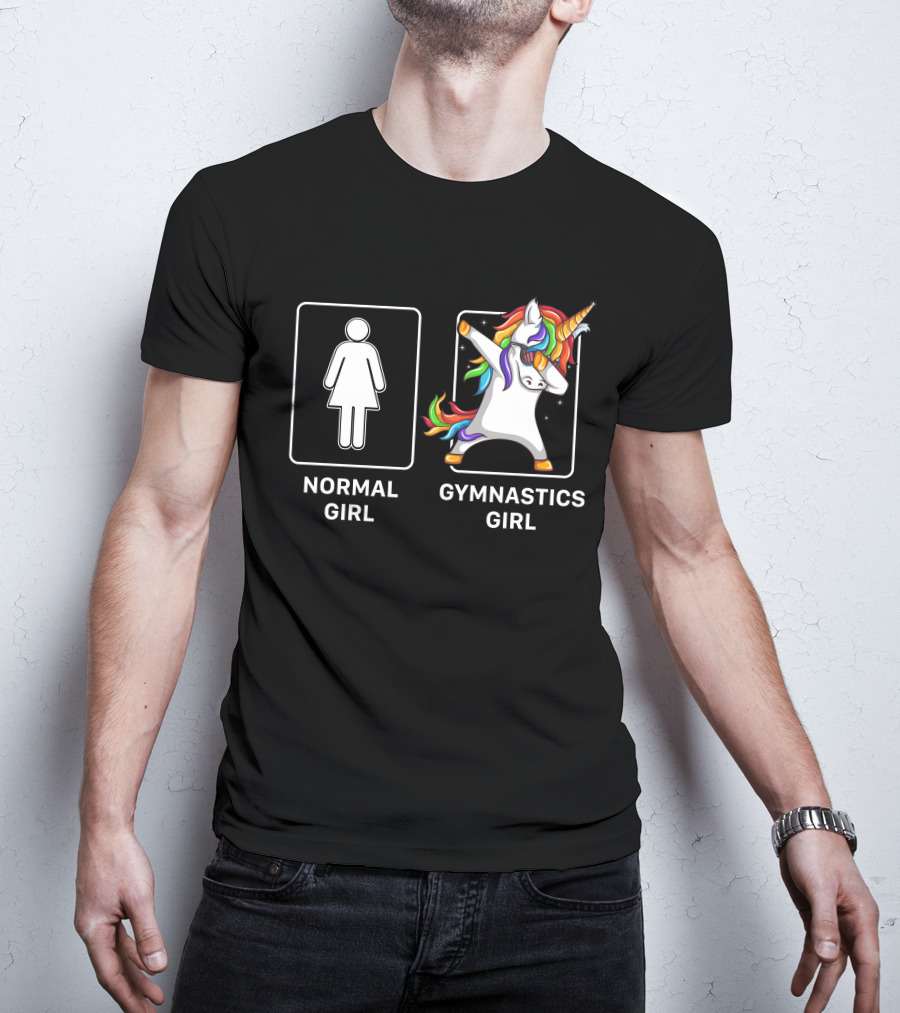 Normal Girl Gymnastics Girl Unicorn Dabbing T-Shirt