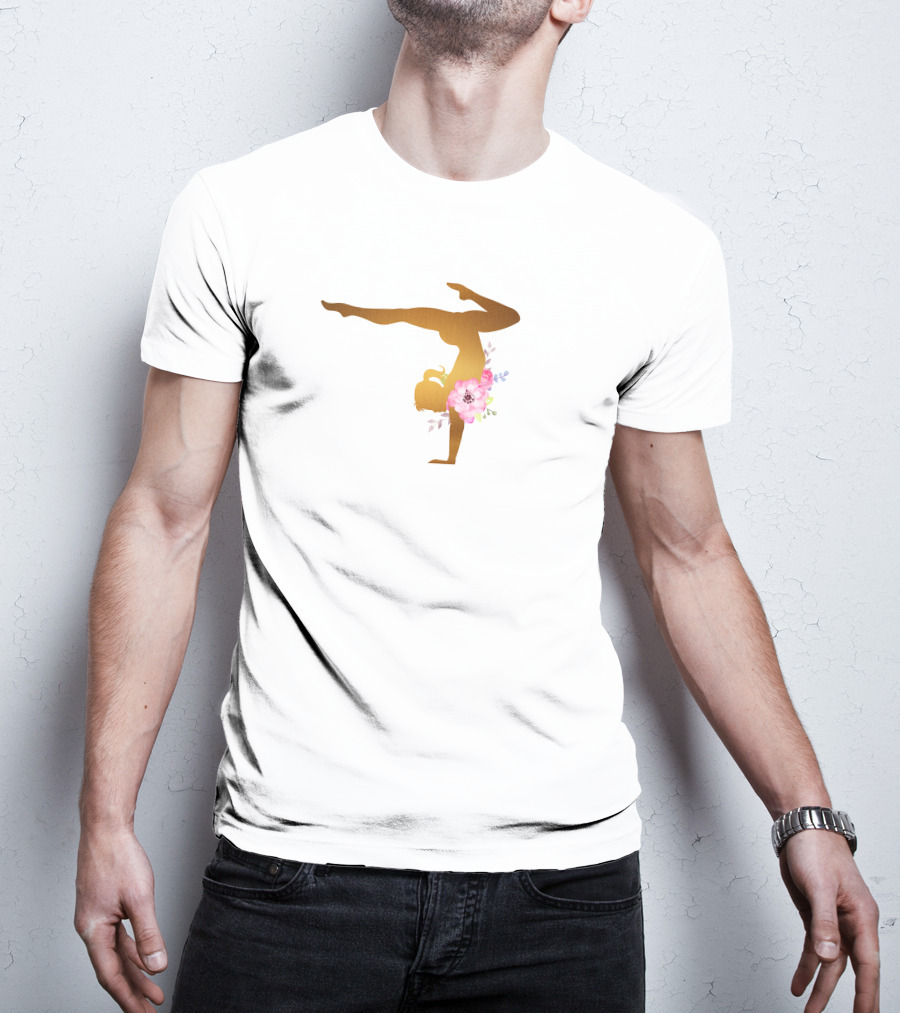Gymnastics Floral Balance Artistry T-Shirt