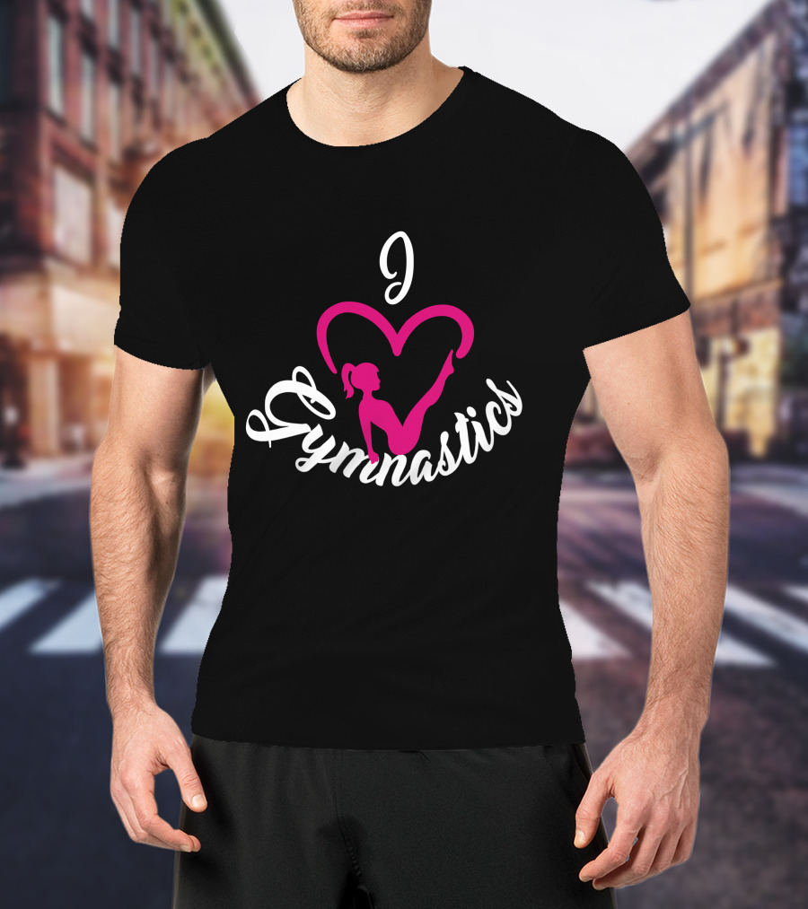 I Love Gymnastics Pink Heart T-Shirt
