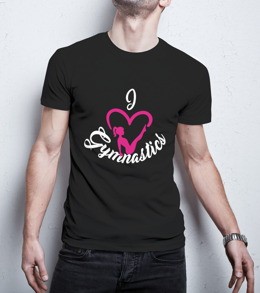 I Love Gymnastics Pink Heart T-Shirt