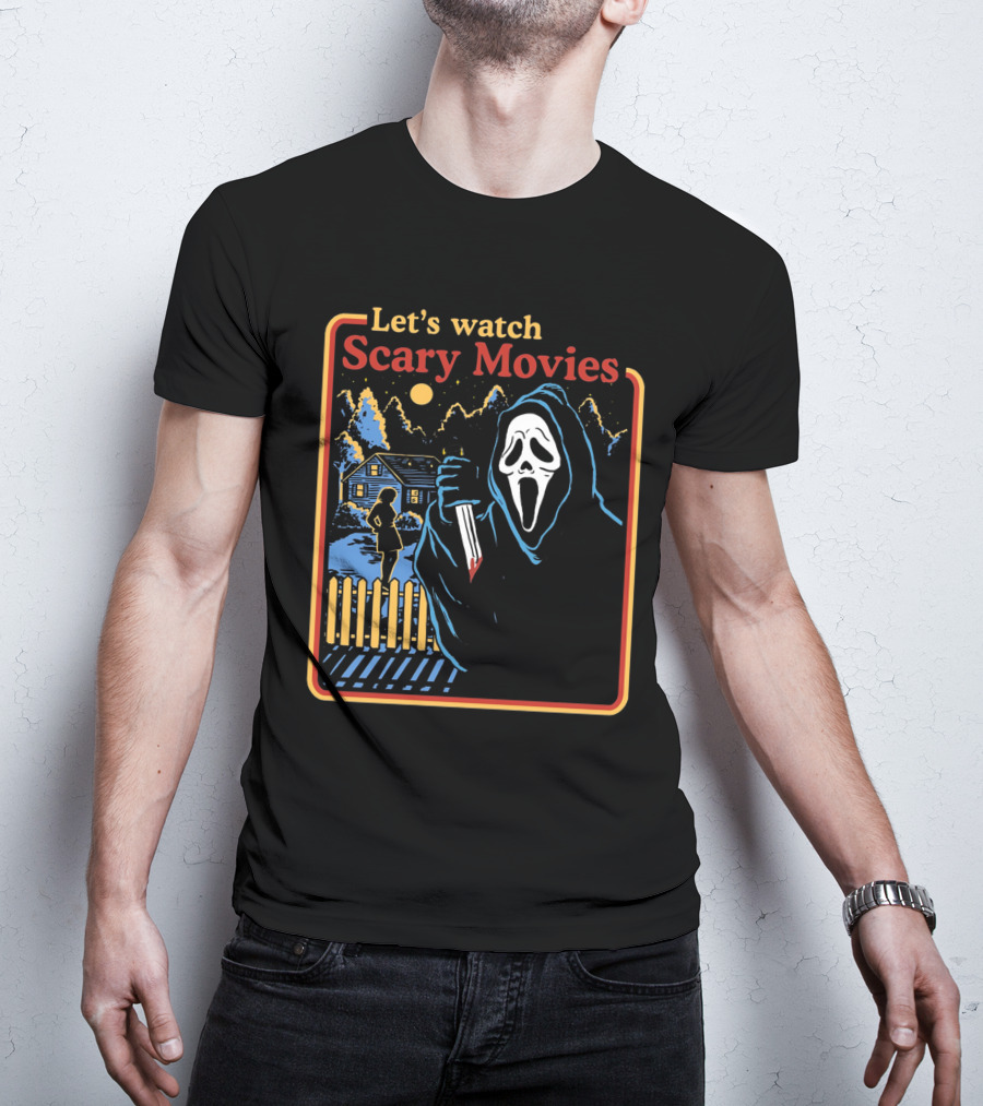Let's Watch Scary Movies Scream Horror T-Shirt