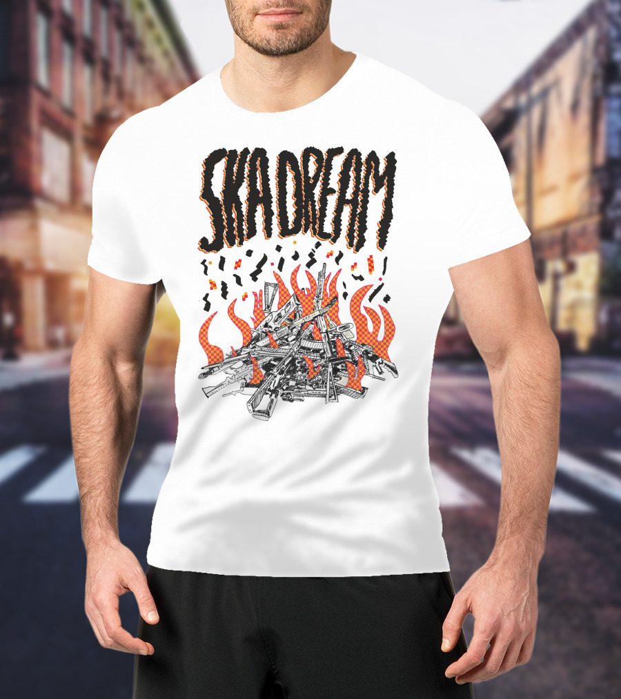 SKA DREAM Flames And Instruments Pile T-Shirt